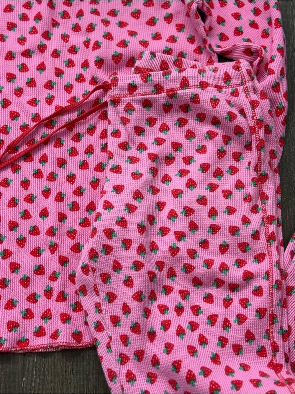 Victoria's Secret Girls Pink Strawberry Pajama Set with Red Trim